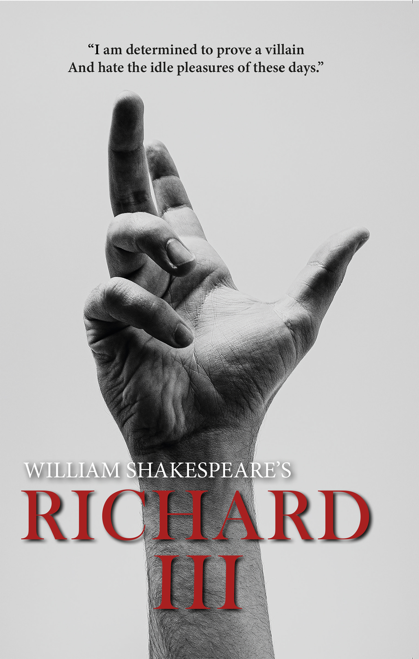 hand reaching up to the sky on a grey background, with Richard III written in blood red